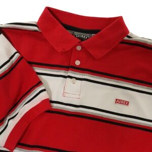 Avirex Polo Shirt Striped Hip Hop Pique Red Rugby Cotton Men XL
